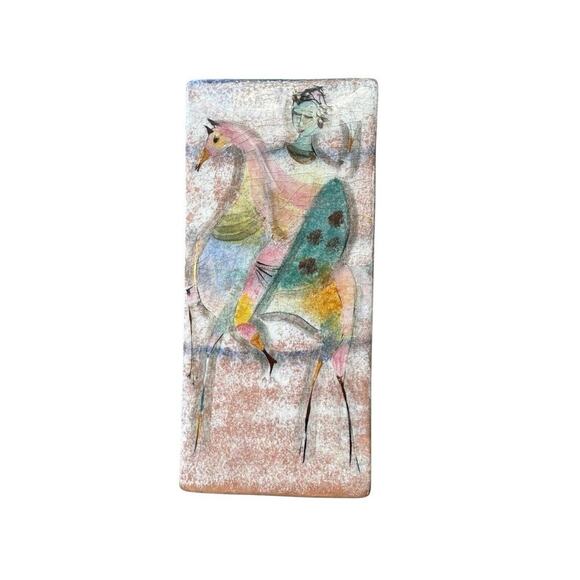 Mid-Century Rare Rectangular Vase‎ Women & Their Horses Polia Pillin c.1950-60s - Picture 2 of 12